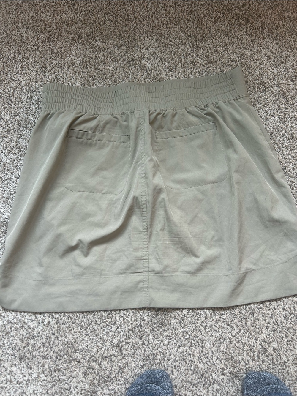 Casual Elastic-Waist Olive Green Skirt